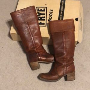 Vintage Frye Boots.  Stack heel.  Broke in